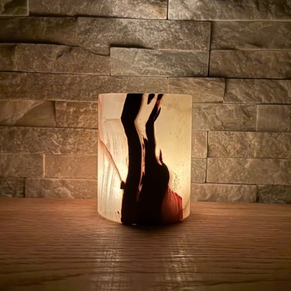 Svícen válec M - Hlubiny  konkrétní kus z fotek, jedinečný originál, výška cca 9,5 cm