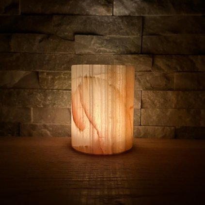 Svícen válec M - Pouštní duny  konkrétní kus z fotek, jedinečný originál, výška cca 9,5 cm