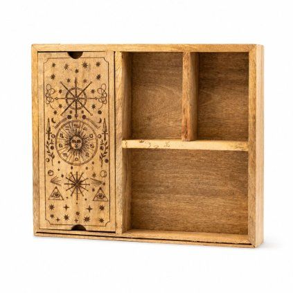Tarotový box - Cesta intuice  mangové dřevo, rozměr 33x28x5 cm, ruční výroba