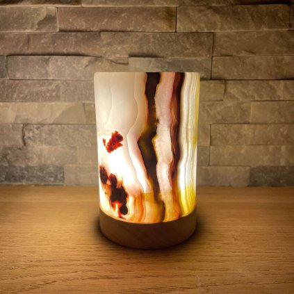 Svícen válec M - 2. jakost  výška cca 10 cm, pákistánský onyx, na čajovou svíčku