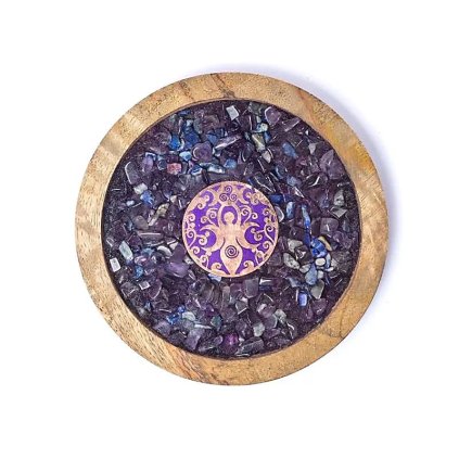 Podtácek se symbolem bohyně  vitalizace vody, s Lapis Lazuli/ametystem, 10 cm