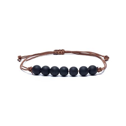 Minimalistický náramek s obsidiánem  korálky 6 mm, nastavitelné zapínání