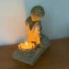 Soška Buddha - Chrám klidu  výška 17,5 cm, lotosový květ na čajovou svíčku