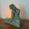 Soška Buddha - Chrám klidu  výška 17,5 cm, lotosový květ na čajovou svíčku