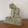 Soška Buddha - Chrám klidu  výška 17,5 cm, lotosový květ na čajovou svíčku