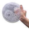 Energetický podtácek ze selenitu  se symbolem Jin & Jang, průměr 18 cm, původ Maroko