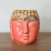Keramická aromalampa - hlava Buddhy  růžovo-hnědá, rozměr 8,5 * 7 cm, na oleje i vosky