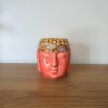 Keramická aromalampa - hlava Buddhy  růžovo-hnědá, rozměr 8,5 * 7 cm, na oleje i vosky
