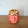 Keramická aromalampa - hlava Buddhy  růžovo-hnědá, rozměr 8,5 * 7 cm, na oleje i vosky