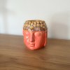Keramická aromalampa - hlava Buddhy  růžovo-hnědá, rozměr 8,5 * 7 cm, na oleje i vosky