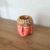 Keramická aromalampa - hlava Buddhy  růžovo-hnědá, rozměr 8,5 * 7 cm, na oleje i vosky