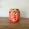 Keramická aromalampa - hlava Buddhy  růžovo-hnědá, rozměr 8,5 * 7 cm, na oleje i vosky
