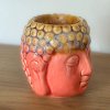 Keramická aromalampa - hlava Buddhy  růžovo-hnědá, rozměr 8,5 * 7 cm, na oleje i vosky