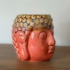 Keramická aromalampa - hlava Buddhy  růžovo-hnědá, rozměr 8,5 * 7 cm, na oleje i vosky