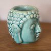 Keramická aromalampa - Hlava Buddhy  Tyrkysová, rozměr 8,5 * 7 cm, na oleje i vosky