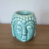 Keramická aromalampa - Hlava Buddhy  Tyrkysová, rozměr 8,5 * 7 cm, na oleje i vosky