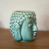 Keramická aromalampa - Hlava Buddhy  Tyrkysová, rozměr 8,5 * 7 cm, na oleje i vosky