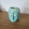 Keramická aromalampa - Hlava Buddhy  Tyrkysová, rozměr 8,5 * 7 cm, na oleje i vosky