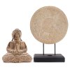 Feng Shui set - Buddha a mandala  výška mandaly 47 cm, dřevo albízie, ručně vyřezávané