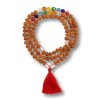 Mala náhrdelník - Čakrová aura  semínka rudraksha, délka 50 cm, původ Bali