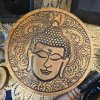 Dřevěný úložný box Buddha  průměr 17,5 cm, černá rytina, na drobné předměty