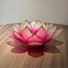 Lotosový svícen z Capiz lastur růžový  se zlatým lemováním, 13,5 cm, na čajovou svíčku