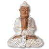 Dřevěná socha Buddhy - Anjali mudra  ze suarového dřeva, výška 30 cm, bílá patina