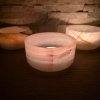 Svícen z přírodního kamene široký  průměr 13 cm, pákistánský onyx, na čajovou svíčku