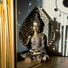 Zlatá soška meditujícího Buddhy  výška 23,5 cm, Bodhi list (list osvícení), thajský styl