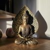 Zlatá soška meditujícího Buddhy  výška 23,5 cm, Bodhi list (list osvícení), thajský styl