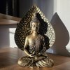 Zlatá soška meditujícího Buddhy  výška 23,5 cm, Bodhi list (list osvícení), thajský styl