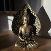 Zlatá soška meditujícího Buddhy  výška 23,5 cm, Bodhi list (list osvícení), thajský styl