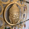 Mosazná dekorace s hlavou Buddhy  délka 76 cm, na zavěšení do krytých prostor, originál z Indie