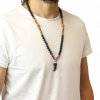 Náhrdelník - Přijetí temné stránky  lávový kámen, semínka rudraksha, délka 42 cm, původ Bali