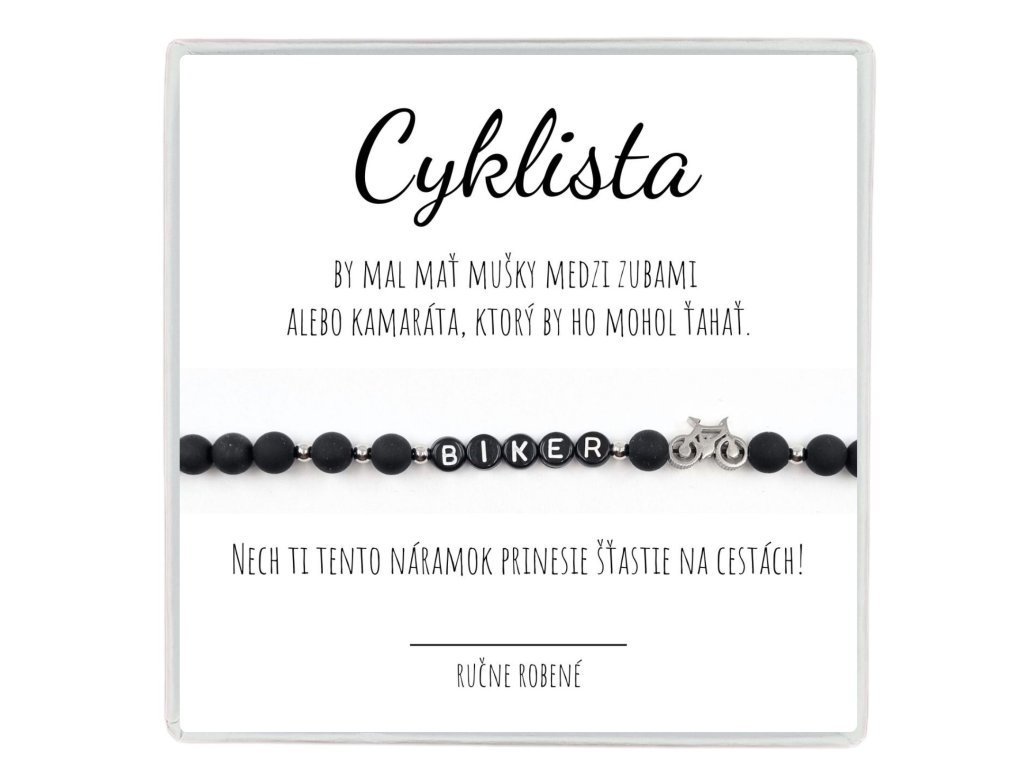 náramok biker cyklista korálkový čierny
