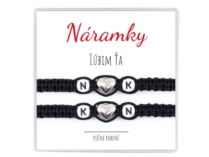 pletené náramky s písmenami pre dvojicu čierne náramky so srdiečkom
