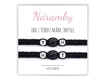 pletené náramky pre pár párové partnerské náramky čierne