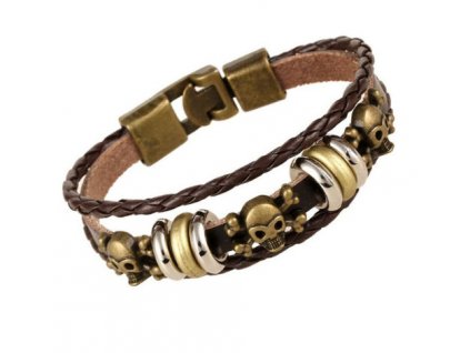 4486 pansky kozeny naramok skull 2