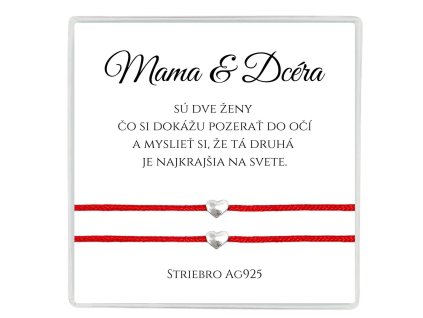červené ochranné náramky pre mamu a dcéru so striebornými srdiečkami ag925 2