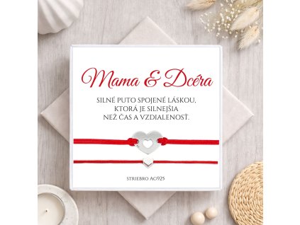náramky pre mamu a dcéru strieborné srdiečka s citátom