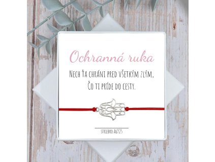 ochranný náramok fatinina ruka strieborný v krabičke