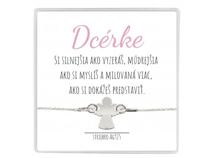 darček pre dcéru strieborný náramok s anjelom