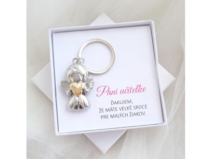 klučenka pre učitelku anjelik so srdcom
