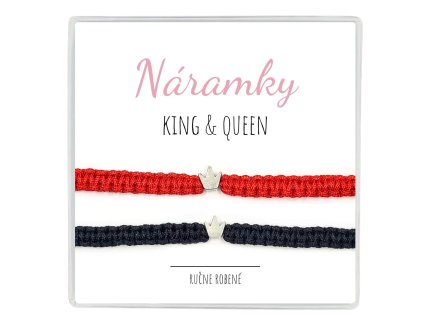 párové náramky king queen s korunkai v darčekovej krabičke s venovaním
