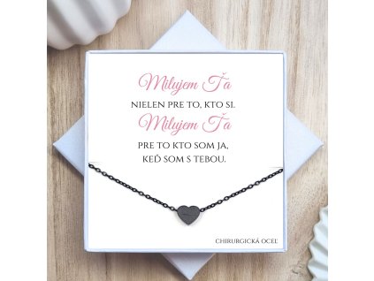 oceľová pozlátená retiaza so srdiečkom a venovaním