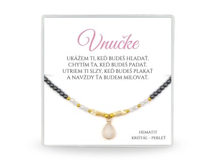 oceľová retiazka s príveskom slzou v darčekovej krabičke s venovaním darček pre vnučku