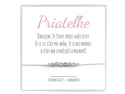 strieborný náramok labradorit pre priatelku pre stastie darček