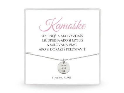 darček pre kamarátku strieborná retiazka never give up