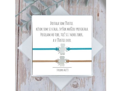 náramky so strieborným štvorlístkom pre šťastie pre dvojicu