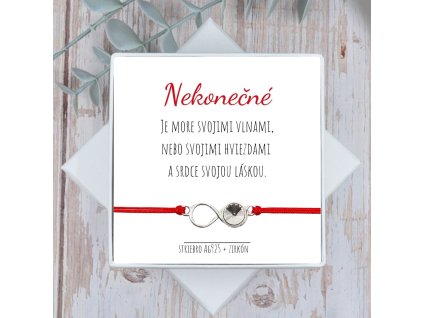 strieborný ochranný náramok s nekonečnom a zirkónom
